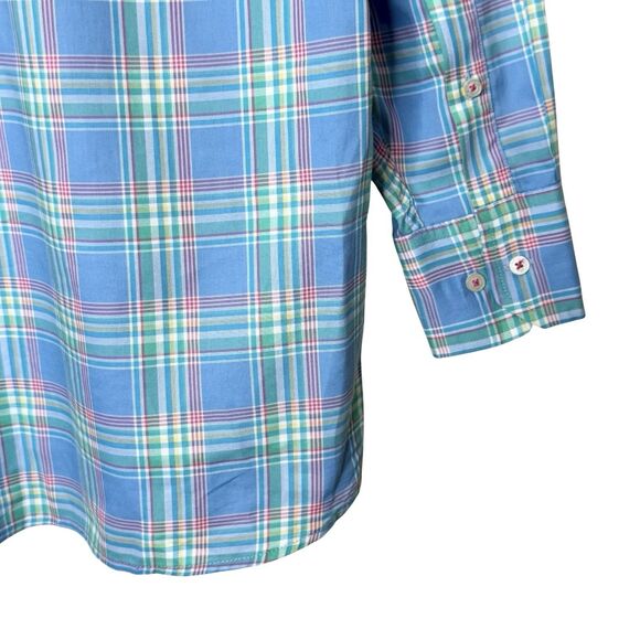 Southern Tide Mens Large Classic Fit Blue Plaid Button Down Shirt Long Sleeve - Picture 7 of 9